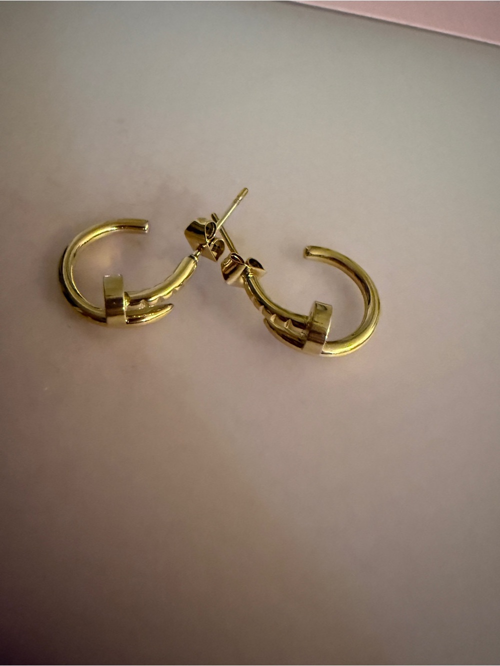 Gold Tone Double-Bar nail Hoop Earrings - Women Jewelry